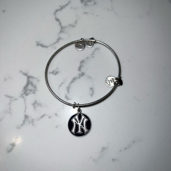 Alex and Ani Silver NY Yankee Charm Bangle Bracelet - Picture 2 of 3